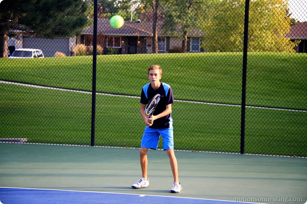 Taylor playing tennis