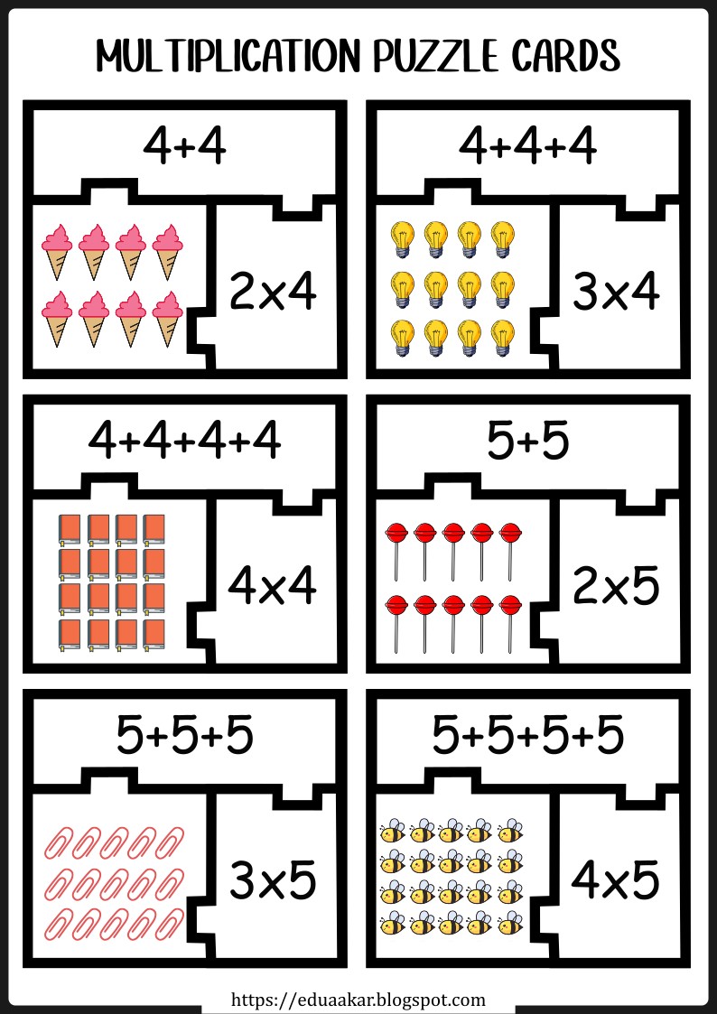 Multiplication Puzzle Cards Activity