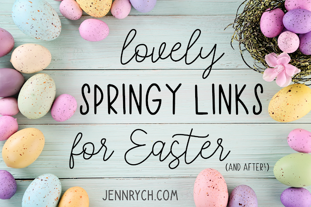 Lovely Spring Links for Easter and beyond! A Roundup of an ultra Springy Aesthetic including Easter desserts, Easter decorations, Easter Outfits, Easter crafts, Easter recipes, Easter florals DIY and more