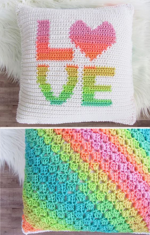Crochet LOVE Pillow Cover - Free Pattern 