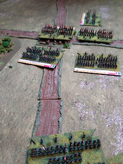 The Allied brigades are pushed back in the French assault