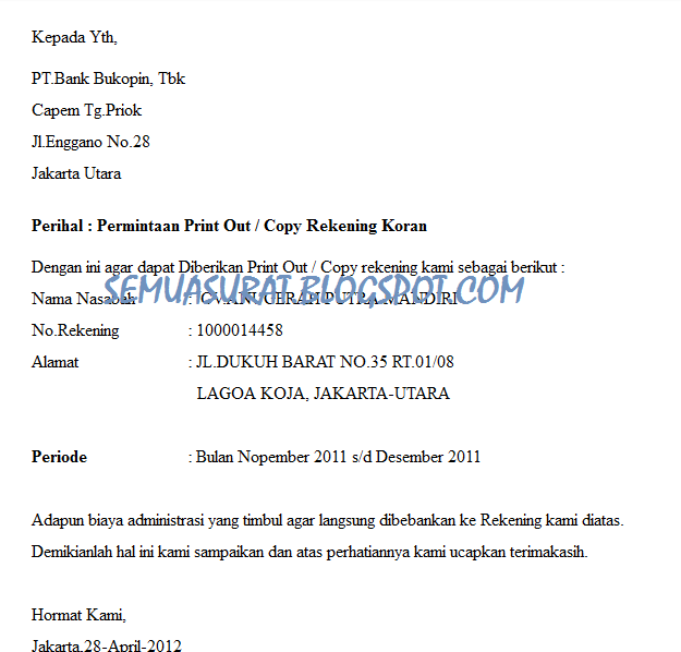 Contoh Surat Permohonan Untuk Surat Pelepasan Pinjaman Kendaraan