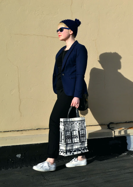 fleur d'elise, blazer, forever21, blonde pixie cut, minimalist, harrods, shopper tote