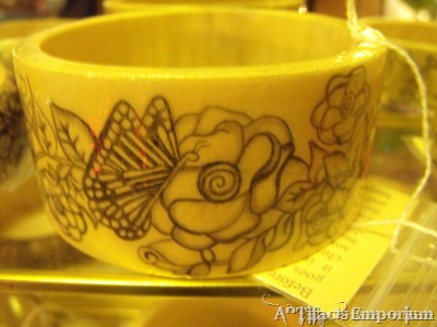 wood bracelet with pencil drawing