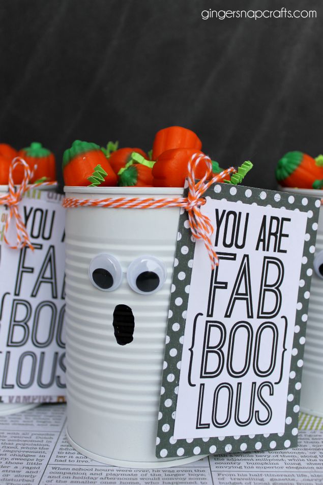 Ginger Snap Crafts Tin Can Ghost with Free Printable 