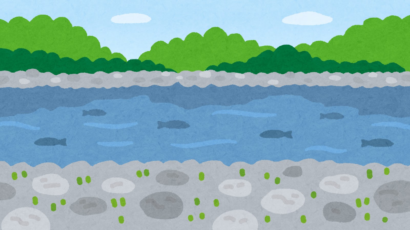 無料イラスト かわいいフリー素材集 川原のイラスト 背景素材