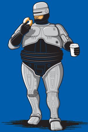 HUmor casi inteligente. ROBOCOP comiendo donuts