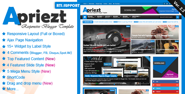 Apriezt V2.3 - Responsive Magazine/News Blogger Template free download