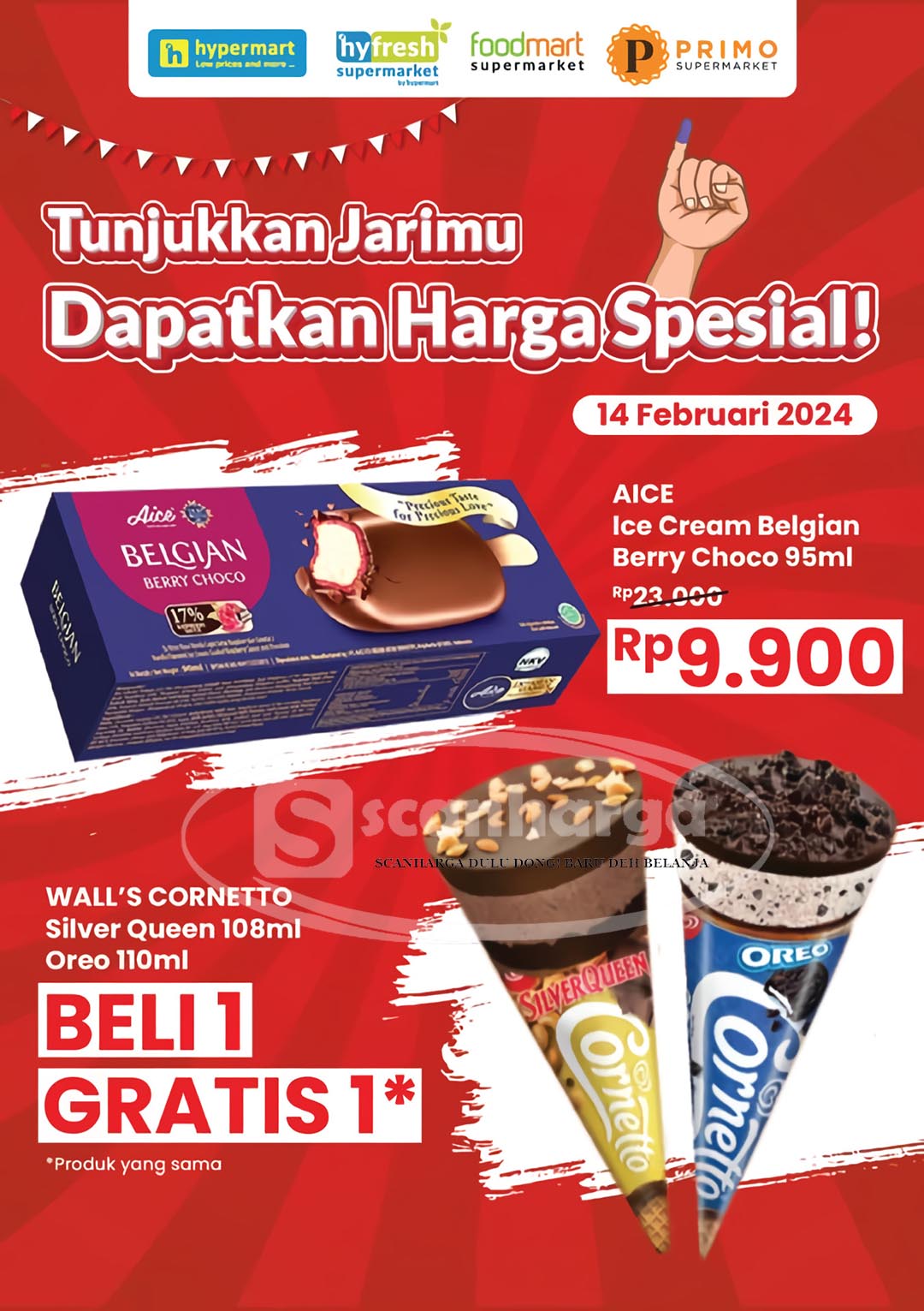 Promo Hypermart Spesial Pemilu Beli 1 Gratis 1 Ice Cream Walls / Aice