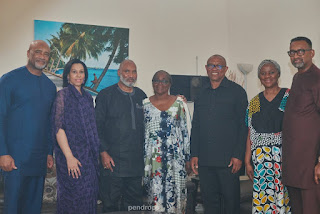 2023 Presidential candidate of the Labour Party (LP), Peter Obi, condoles with the Adefarasin family as they bury their "beloved mother"