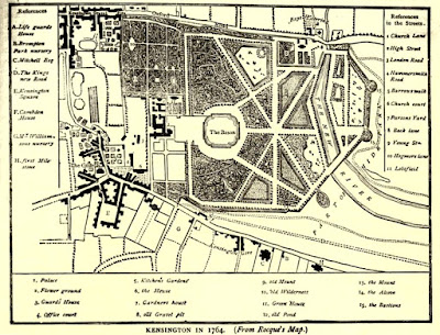 Map of Kensington Gardens in 1764  from Old and New London by E Walford (1878)