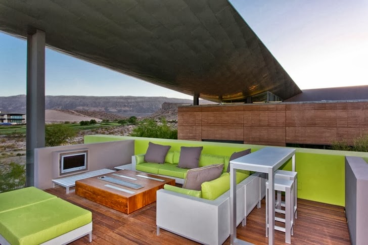 Balcony furniture in Multimillion modern dream home in Las Vegas