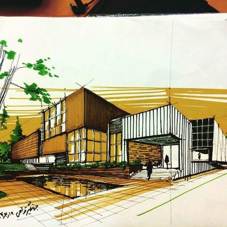 20 Contoh Gambar Sketsa  Bangunan Arsitektur Jurnal 