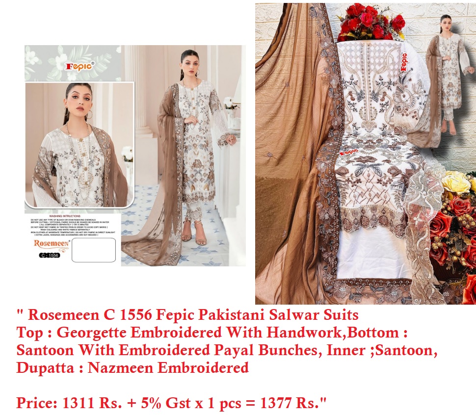 Buy Georgette Embroidery Rosemeen C 1556 Fepic Pakistani Sal