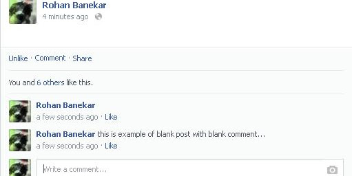 Make blank comment and send blank msg to facebook chat box