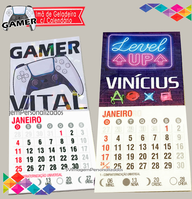 Festa Game Playstation dicas e ideias para decoração de festa personalizados Imã de geladeira com calendário festa game