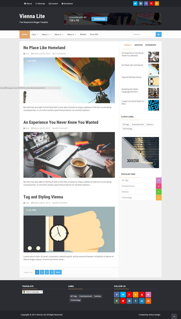 Vienna Lite Responsive Blogger Template