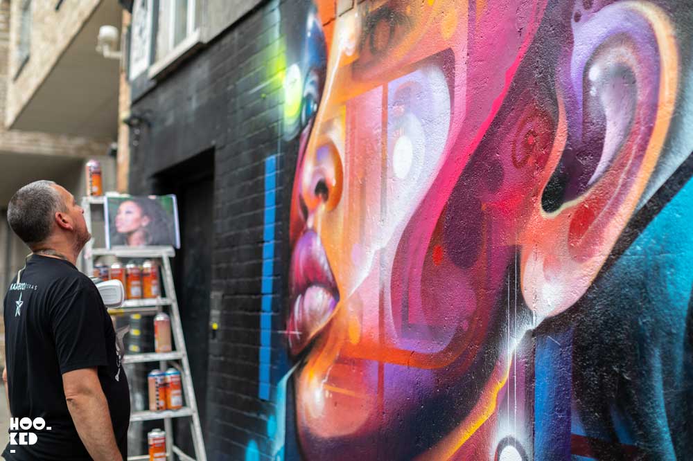 London Street Art - Bacon Street Mural by Graffiti artist Mr.Cenz