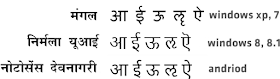 Mangal, Nirmala-UI and NotoSans Devanagari font