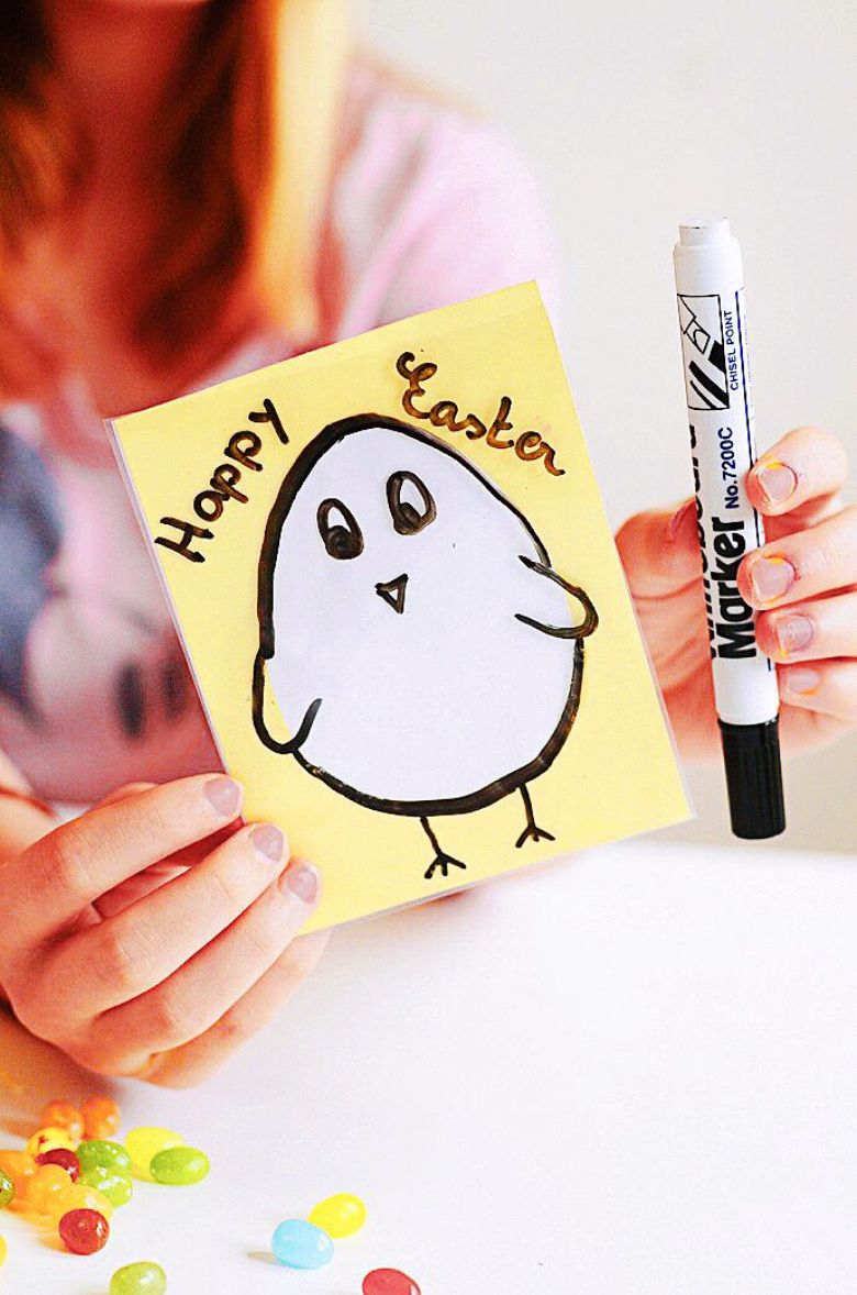 Dry erase Easter card for kids to make