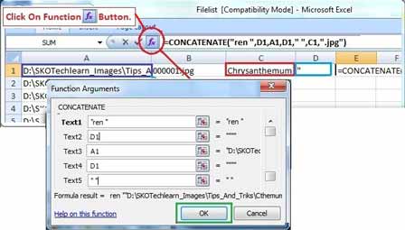 CONCATENATE Formula for rename multiple files