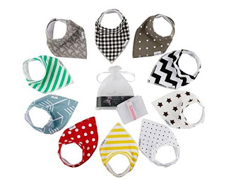 10-Pack Baby Bandana Bibs | 100% Cotton Front & Back | Ultra Soft & Super Absorbent Hypoallergenic Unisex Bibs for Teething Boys & Girls | Baby Shower Gift Set 