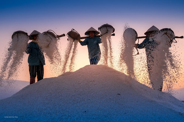 Sunrise in the salt field of Vietnam