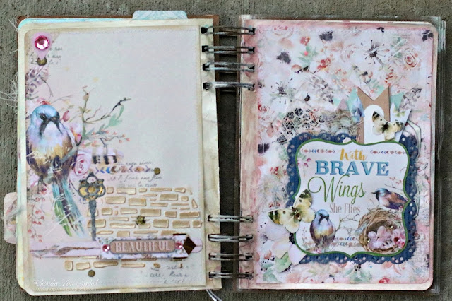 Art Journal Pages featuring Serendipity Collection by BoBunny and Pentart Stencil Pastes designed by Rhonda Van Ginkel