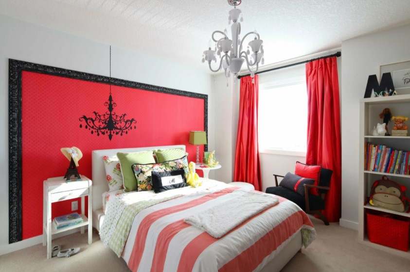 red two colour combination for bedroom walls