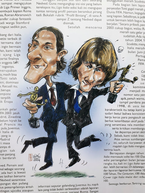 CARICATURE OF FRANCESCO TOTTI AND PAVEL NEDVED