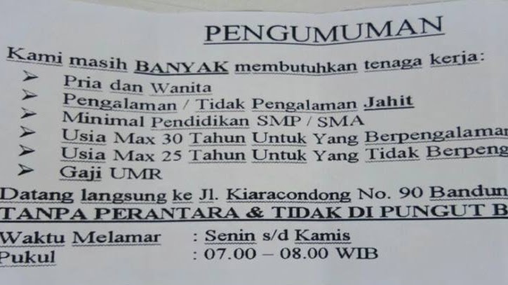 Lowongan Kerja Pemalang Lulusan Smp / Lowongan Kerja Infotegal / Untuk lulusan smp cari di ...