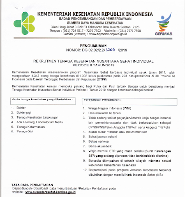 Salam semangat buat seluruh Tenaga Kesehatan Dokter Jadwal Rekrutmen Tenaga Kesehatan Nusantara Sehat Individual Periode II Tahun 2019