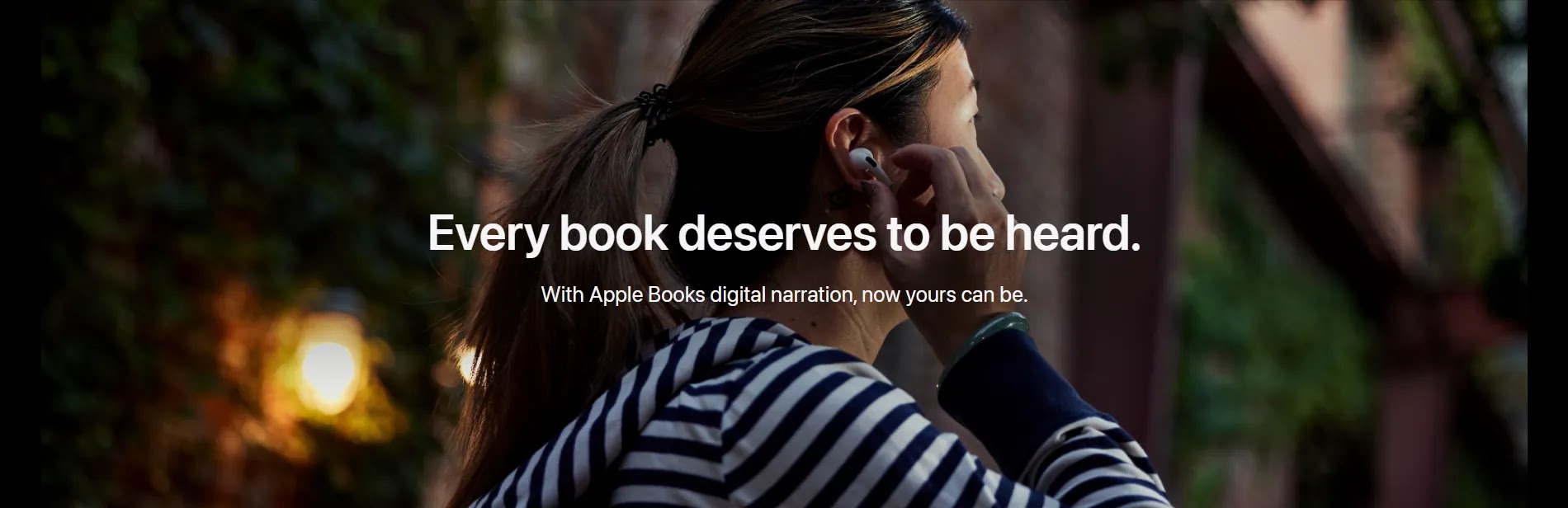 Screenshot of a page on Apple's website promoting digital narration for audiobooks