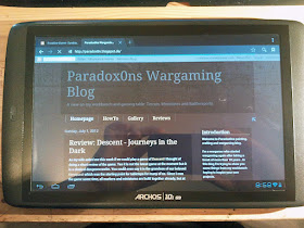 Archos Tablet displaying Paradox0ns Wargaming Blog