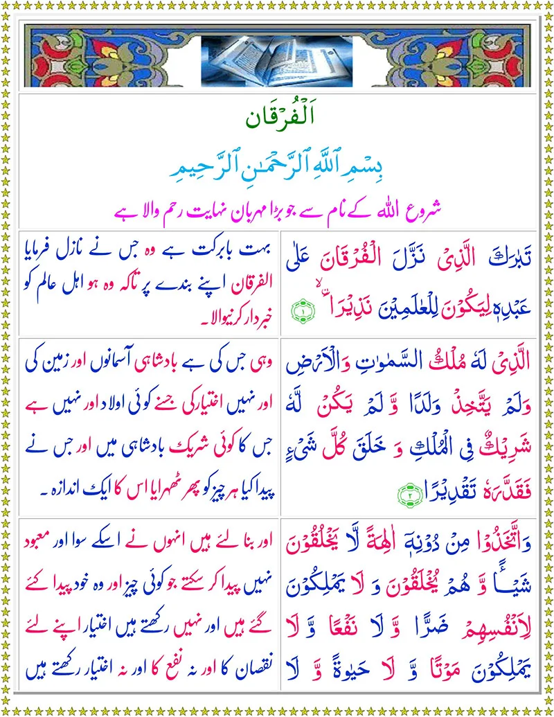 Surah Al-Furqan with Urdu Translation,Quran,Quran with Urdu Translation,