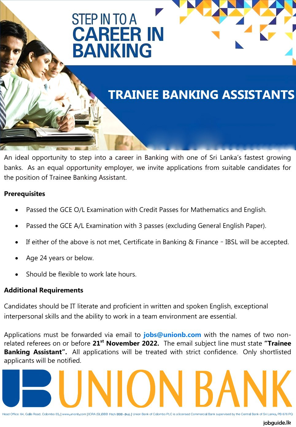 Union Bank of Colombo PLC TBA Application