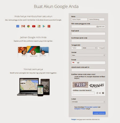 Form Pendaftaran Akun Google