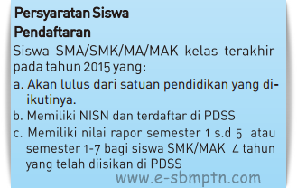 Persyaratan Siswa Pelamar SNMPTN 2015