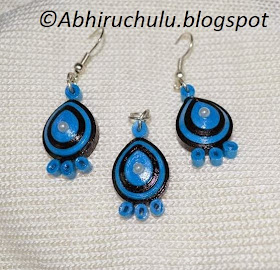 Paper quilling earring pendant set