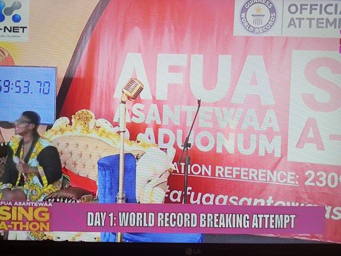 Exclusive! SING-A-THON: Moment a Young Ghana girl Afua Asantewaa attempts to break world record in singing (Video) 
