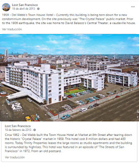 Captura de pantalla de la página de Facebook Lost San Francisco que habla del Hotel Del Webbs Towne House