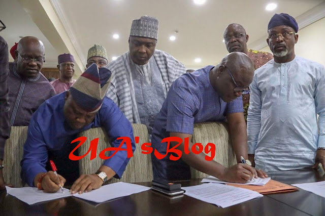 Osun Guber: Saraki completes first PDP assignment, unites Ogunbiyi, Adeleke ahead of elections [PHOTOS]