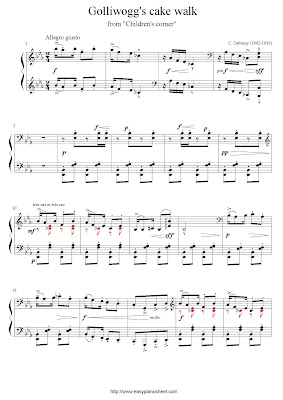 Partitura de piano gratis de Claude Debussy: El muñeco de trapo (Golliwogg's cake-walk)