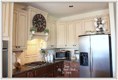 French Farmhouse Kitchen-French Country Kitchen-Two tone Kitchen Cabinets- Old Ochre Annie Sloan Chalk Paint