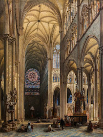 Interior da catedral de Amiens pintado por Jules Victor Genisson (1805 – 1860).