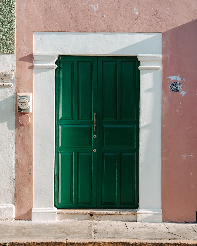 house with a green door