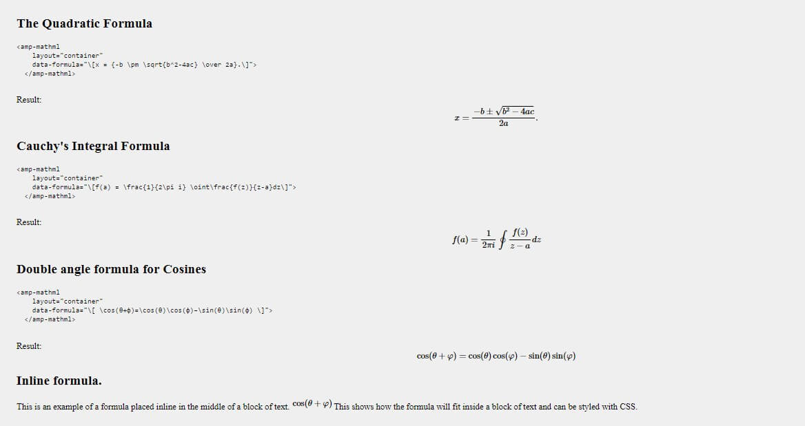 Penulisan Rumus Matematika Di Blog AMP Dengan MathML