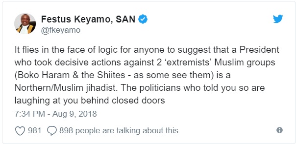 Buhari was never a northern-Muslim jihadist; those who thought otherwise were scammed - Keyamo 