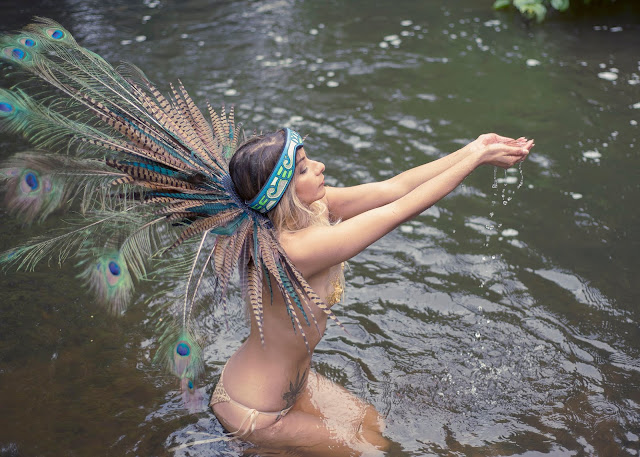Yvette Marie Ramirez Aztec Goddess Cosplay model nature water moon