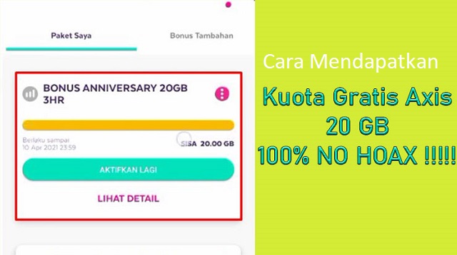 Cara Mendapatkan Kuota Gratis AXIS 20 GB